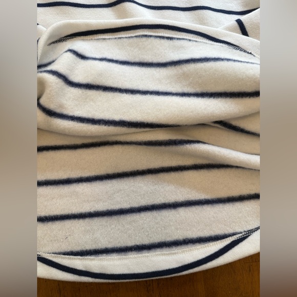 J. Crew Striped wide button-collar pullover sweatshirt white and navy size small - Picture 7 of 7